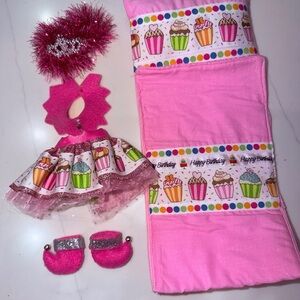 ELF ON SHELF Pink Cupcake Birthday Outfit Set sleeping bag